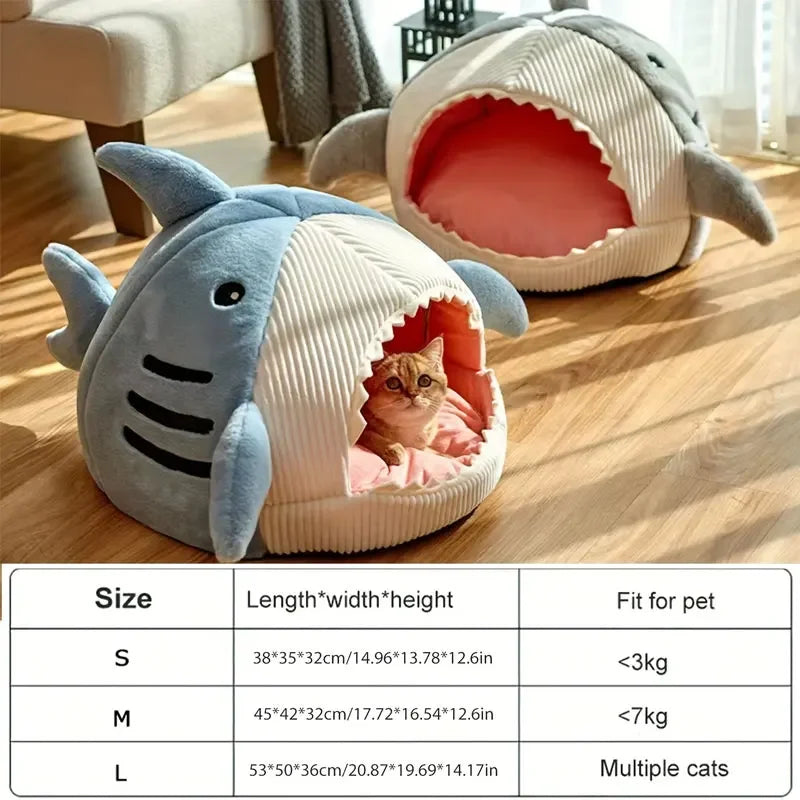Cartoon Shark Cat Bed