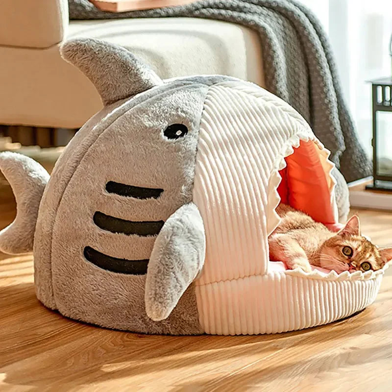 Cartoon Shark Cat Bed